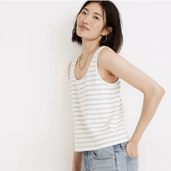 Madewell Summer Tank Top Boxy Crop Top Stripe Size XS - Picture 2 of 13